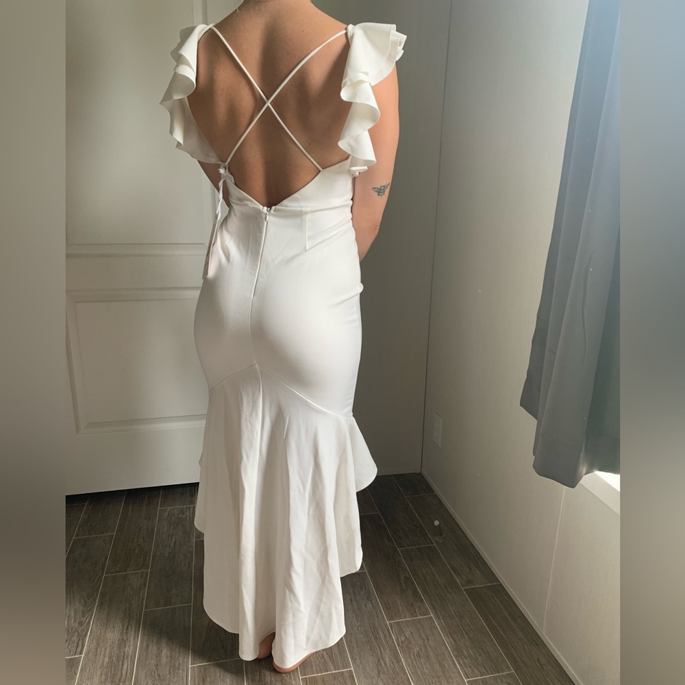 White ruffle dress